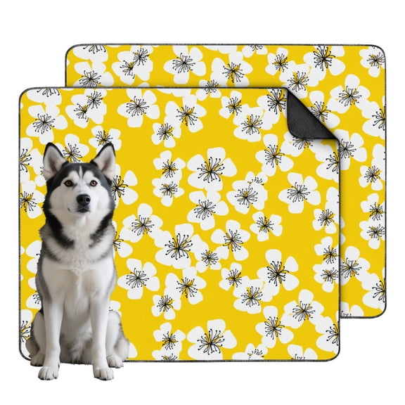 Reusable Puppy Pads, 2-Pack Highly Absorbent House Training Mats, Water-Resistant and Durable with Skid-Resistant Base, Floral Pattern, 35" x 41"