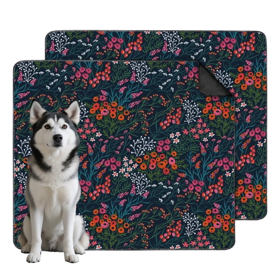 Reusable Puppy Wee Wee Pads, 2-Count Washable House Training Mats, Fast-Absorbing and Durable for Long-Term Use, Floral Pattern, 35" x 41"