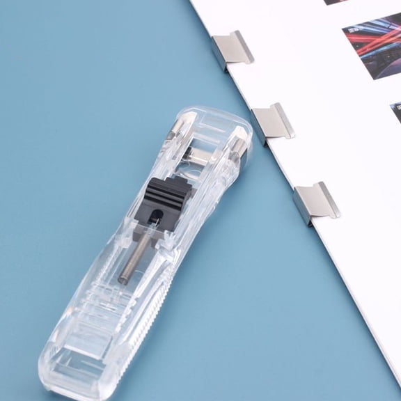 Reusable Push Stapler Binder with 50PC Refill Clips, Creative Paper Clamps Desktop Stapler for Office Document Binding, Non-Destructive Paper Fastener Stationery Supplies