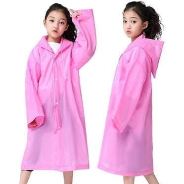Reusable Rain Ponchos for Kids(Height:110cm-150cm), 2 Pcs Raincoats with Hood and Sleeves for Boys and Girls