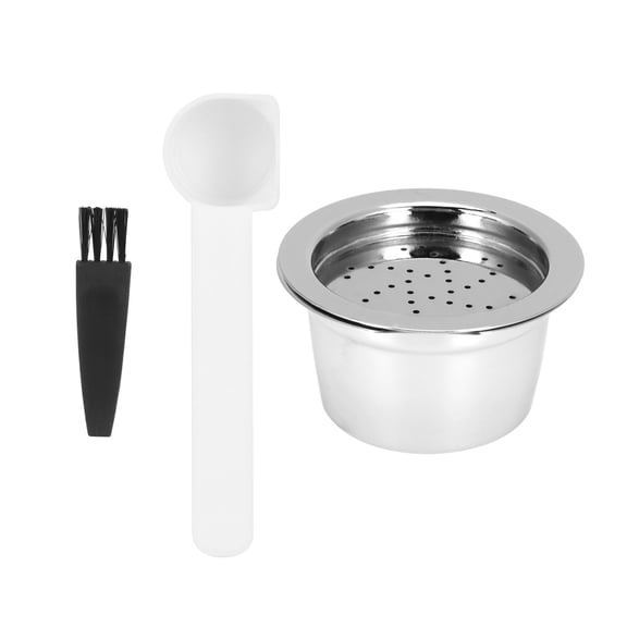 Reusable Refillable Coffee Filter Cup with Spoon & Brush - Compatible with K-Fee Coffee Machines