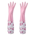 thumbnail image 1 of Reusable Rubber Dishwashing Gloves | Long Latex Free Gloves for Women, Floral Pattern, 2 Pair for Kitchen and Pet Care, 1 of 3