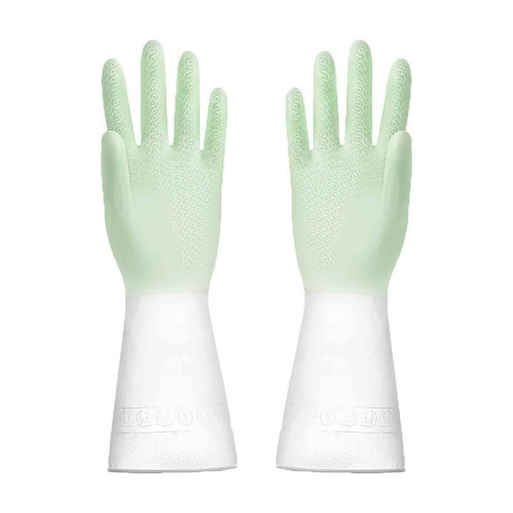Reusable Rubber Gloves for Dishwashing Cleaning Bleaching, Grippy Latex Dish Washing Gloves,Water Resistant Household Gloves for Kitchen Bathroom,S Size