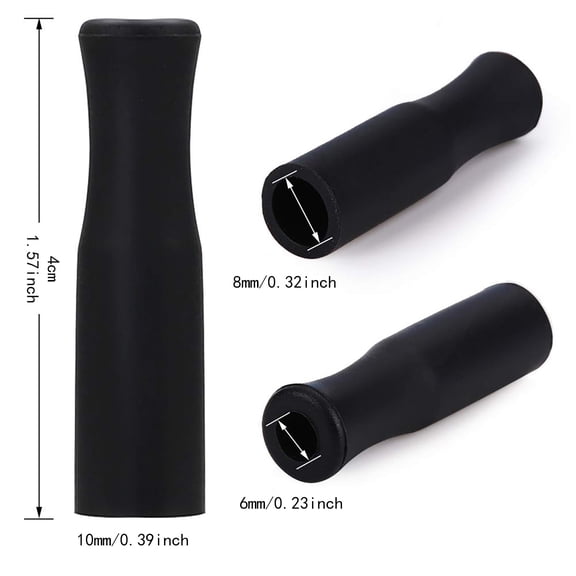 Reusable Rubber Straw Tips for Stainless Steel Straws, 5Pcs Silicone Sleeves for 8mm Wide Metal Straws, Heat Resistant Protective Covers Green