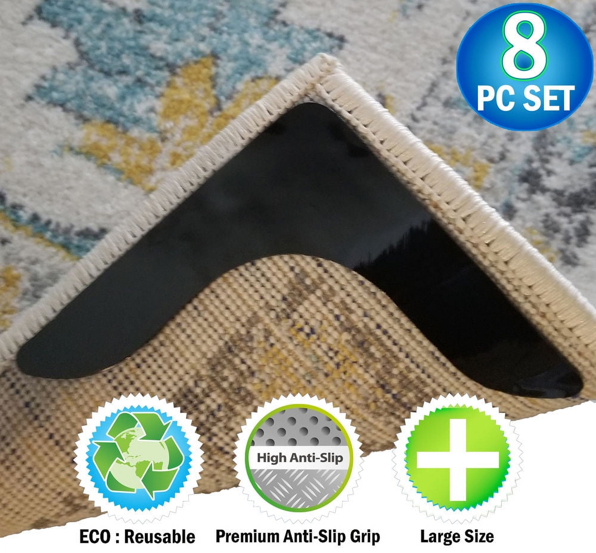 8pcs Carpet Anti-Slip Anti Curling Patch Reusable Washable rug
