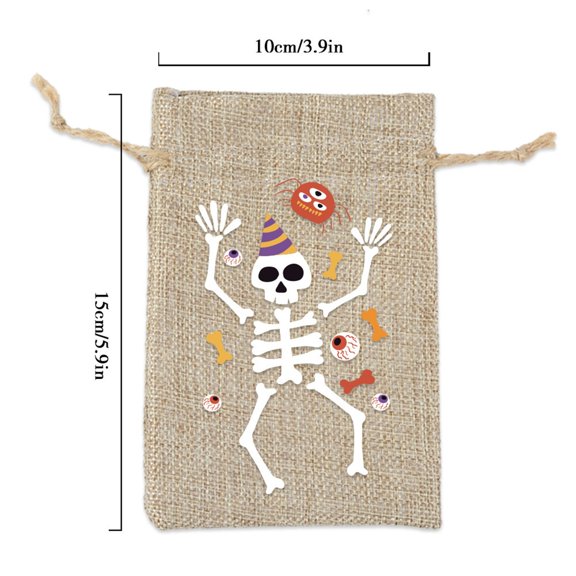 Reusable Rustic Burlap Halloween Candy Bags For Trick Treats