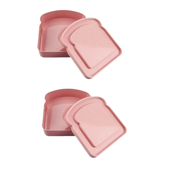 Reusable Sandwich Containers for Lunch, 2 Pack Toast Shaped Sandwich Boxes with Lids, Portable Food Storage for Adults