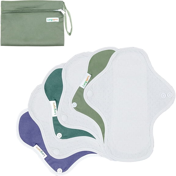 Reusable Sanitary Pads for Women - Feminine Menstrual Pads 6pcs Set, Regular Absorbency Cotton Washable Cloth, Mini Wet Bag, Leakfree and Periods (Small)