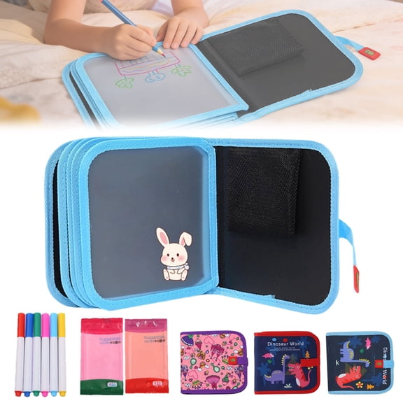 Reusable Scribble Book - Reusable Scribble Book and Markers,Portable Drawing Book, Erasable Reusable Sketchpad with 6 Pen and 2 Wet Wipes