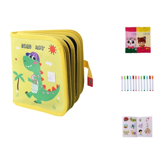Reusable Scribble Book and Markers, Portable Drawing Book, Erasable Reusable Sketchpad with Pen and Storage Bag, 16 Sides