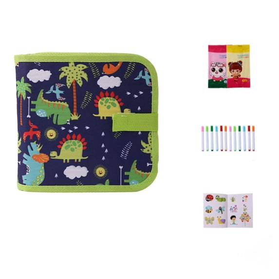 Reusable Scribble Book and Markers, Portable Drawing Book, Erasable Reusable Sketchpad with Pen and Storage Bag, 16 Sides