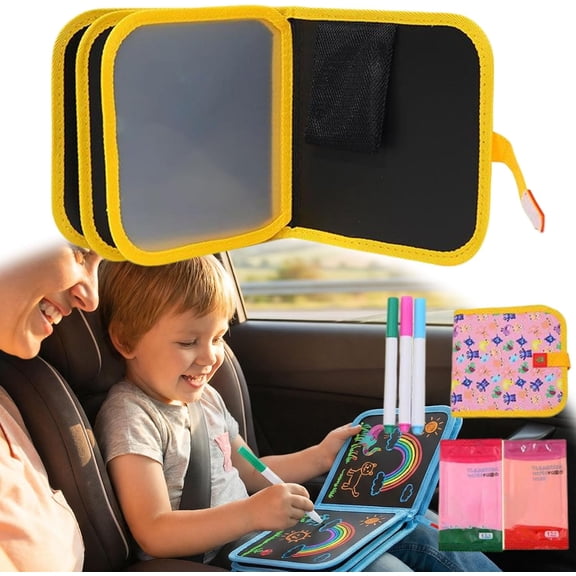 Reusable Scribble Drawing Book with Markers, Portable Erasable Sketch Pad with Storage Bag