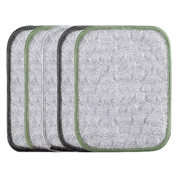 1xReusable Scrubbing Pads,Wire Washing Cloth for Kitchen,Sinks,Pots & Pans,Double Layer Cleaning Cloths,Non Scratch Wire Dishcloth,Multipurpose Wire Dishwashing Rags for Wet and Dry,Silver,4.72x6.3"