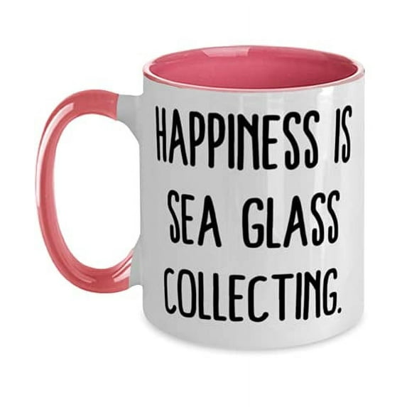 Reusable Sea Glass Collecting Two Tone 11oz Mug, Happiness is Sea Glass Collecting, Brilliant s for Friends, Birthday s