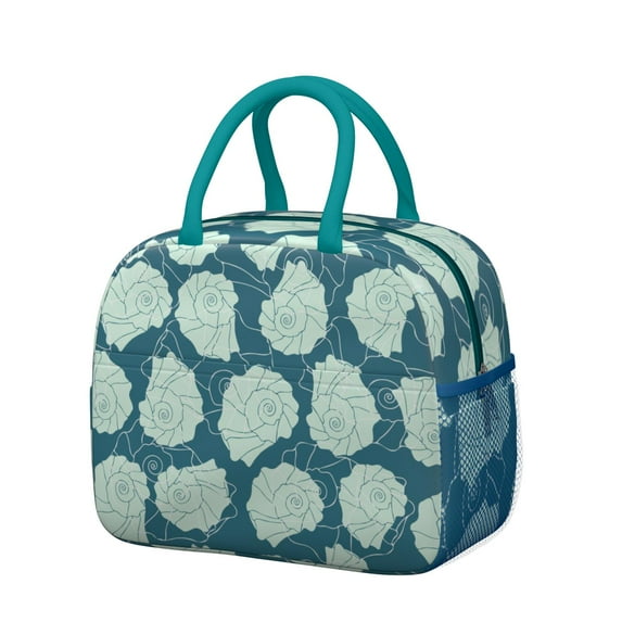 Reusable Seashell Lnsulated Lunch Bag for Women & Men-Leakproof Water-Resistant Cooler Tote,Large Capacity(10.6x8.7x6.3in)for Work,Office,Travel,Picnic,Beach.