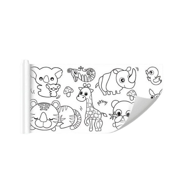 Reusable Self Adhesive Doodle Roll Washable Non Stain Wall Canvas Coloring Drawing Paper Roll Easy Tear Cut Educational Painting Toy For Toddler Early Learning Creation,White F