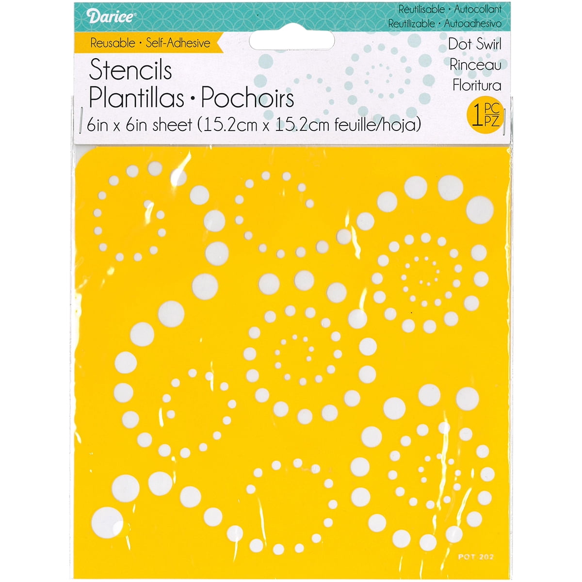 Darice Reusable Self Adhesive Stencil 6X6-Dotswirl