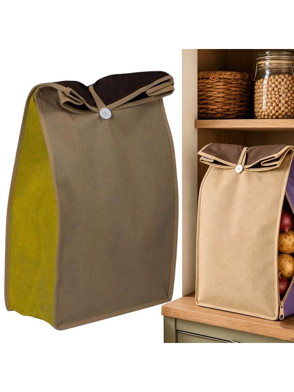 Reusable Self-Sealing Potato Storage Bags, Breathable Nonwoven Fabric & Roll-Top Closure for Vegetable