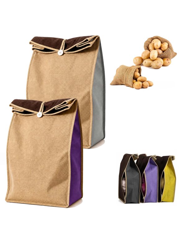 Reusable Self‑Sealing Potato Storage Bags, Breathable Produce Food Storage Pouch for Potato Vegetable Pantry Kitchen Organization