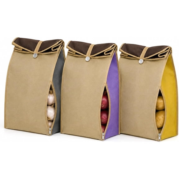 Reusable Self-Sealing Storage Bags for Potatoes, Onions, and Garlic – Light-Blocking Kitchen Storage Solutions