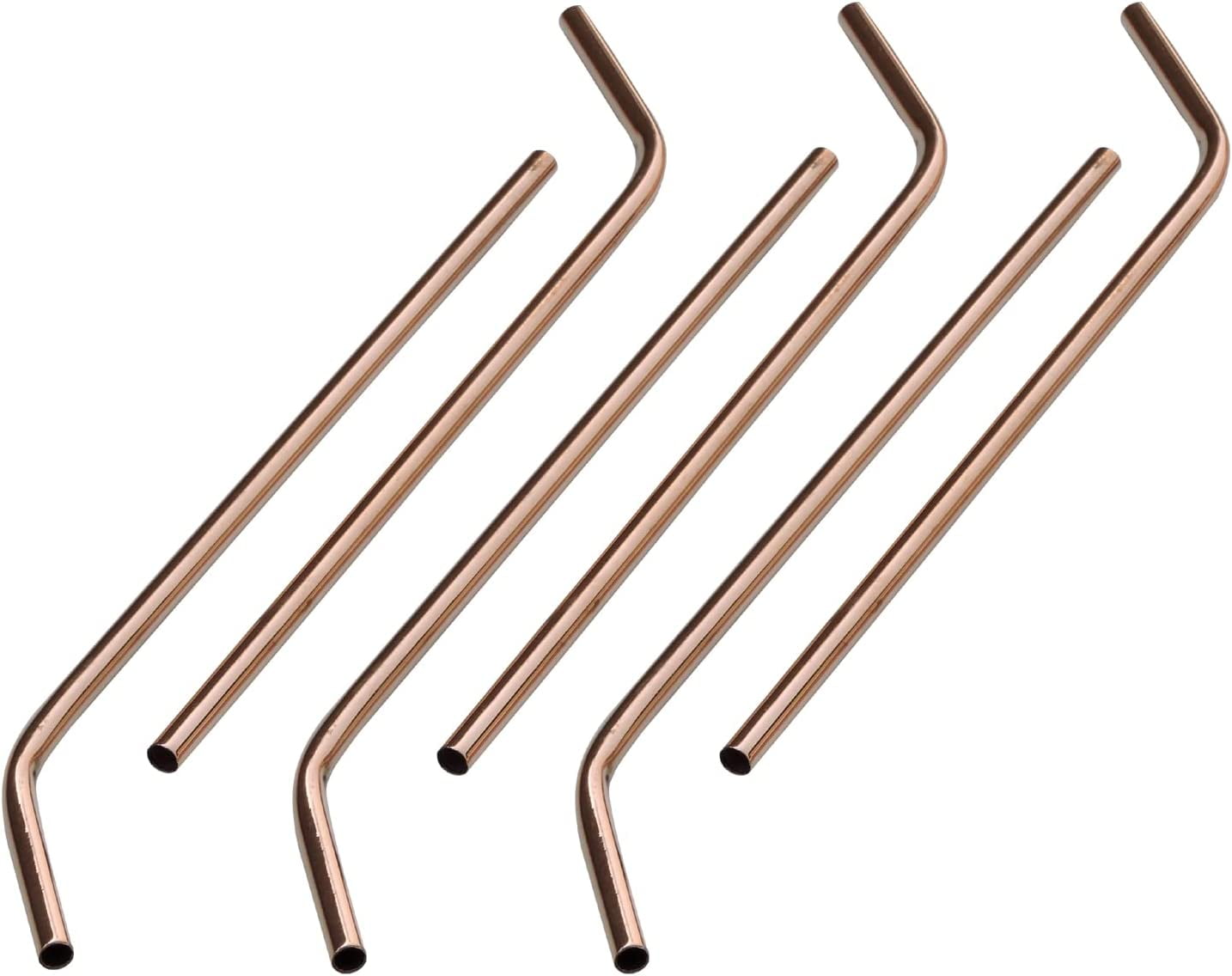  Reusable Set of 6 - Bent Pure Copper Straight Drinking Straws With  CLEANING BRUSH
