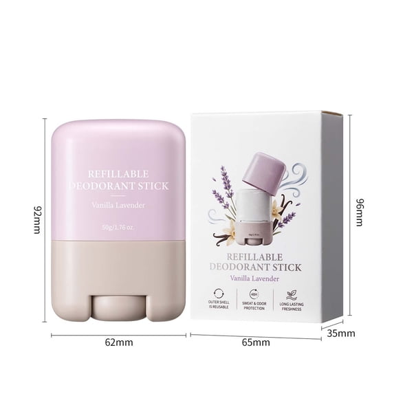Reusable Shell Vanilla Lavender Deodorant, 1.76 Oz Portable Long Lasting Freshness Deodorant Stick For Daily Underarm Care