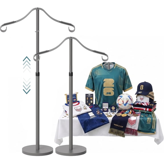 Reusable Shirt Display Stand Mannequin Torso 18-33 Inch Adjustable Metal Clothes Rack Dark Grey 2 Pack