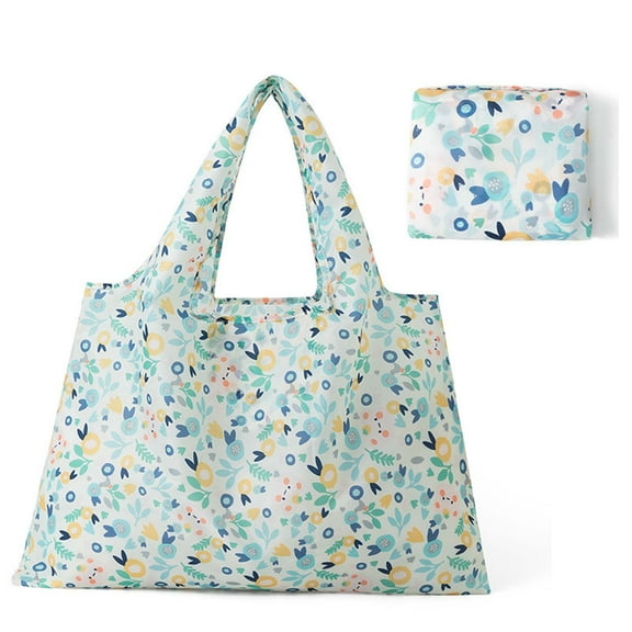 Reusable Shopping Bag - Foldable Tote with Ripstop Fabric Large Capacity Print Design for Grocery Trips & Travel, Ccwuwei