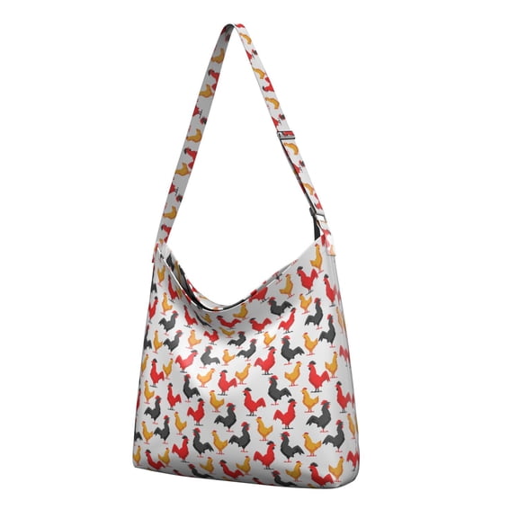 Reusable Shopping Bag with Chicken and Egg Print – Cute Farm Cartoon Hen Cluck Design, Rustic Canvas Tote for Daily Use