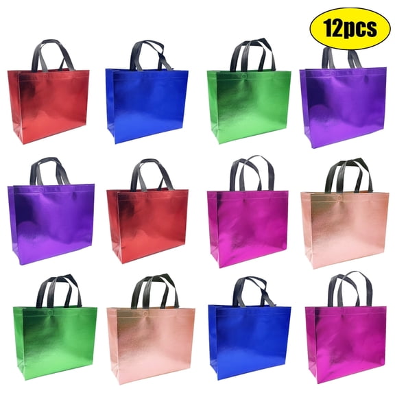 Reusable Shopping Bags Gift Bags with Handles Perfect for Party Favor Bags Grocery Bags Multicolor 12 Pack