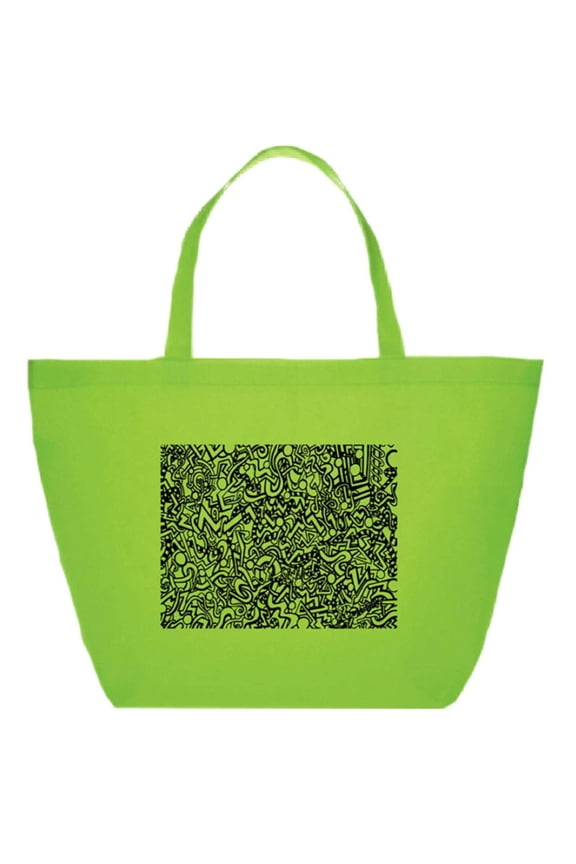 Reusable Shopping/Grocery Bag 20"W x 13"H x 8"D (Green/Doodle)