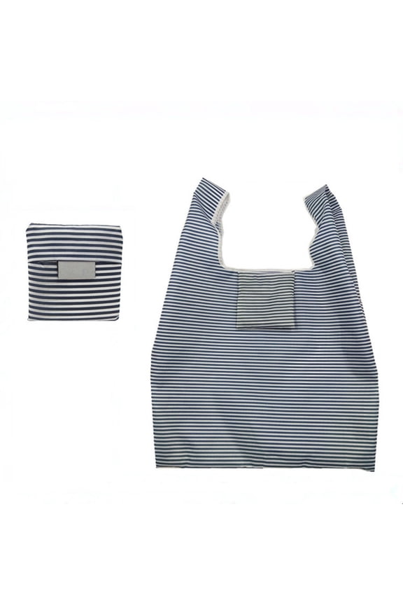 Reusable Shopping Grocery Bag with Pouch Foldable, Washable Heavy Duty Tote, Eco-Friendly Purse Bag Waterproof & Lightweight (Gray Stripe)