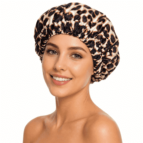 Keeygo Reusable Waterproof Shower Cap, 20 to 24 inches, Leopard