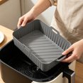 thumbnail image 1 of Reusable Silicone Air Fryer Liners Rectangle Non Stick Baking Basket Tray with Handles for Kitchen Oven Microwave and Meal Prep, 1 of 5