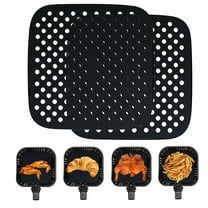 Reusable Silicone Airs Fryer Liners with Air Fryer Magnetic Cheat Sheet, Easy Clean Air Fryer Accessories, Non Stick (2pcs,Square 8.5")