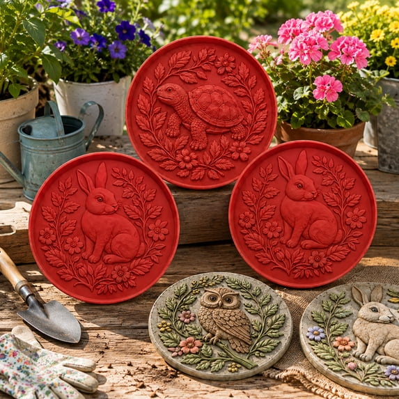 Reusable Silicone Animal Pattern Stepping Stone Mold, Detailed Wildlife ...
