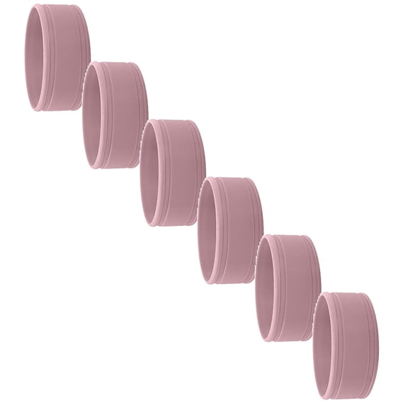 Reusable Silicone Ba-by Bottle Labels, 6 Pcs Writable Bands for Daycare and Home, Color-Coded Name Tags for Cups and Water Bottles, Food Grade Id Rings (Pink)