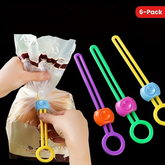 Reusable Silicone Bag Clips, 6-Pack Airtight Food Bag Clips, Moisture Proof Snack Bag Sealers, Flexible Chip Clips and Food Storage Clips for Kitchen Pantry Organization