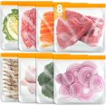 thumbnail image 1 of Reusable Silicone Bags 8 Pack Food Storage Bags Large Freezer Bags 11 by 11 Inch Zip Lock Bags Reusable, 1 of 7