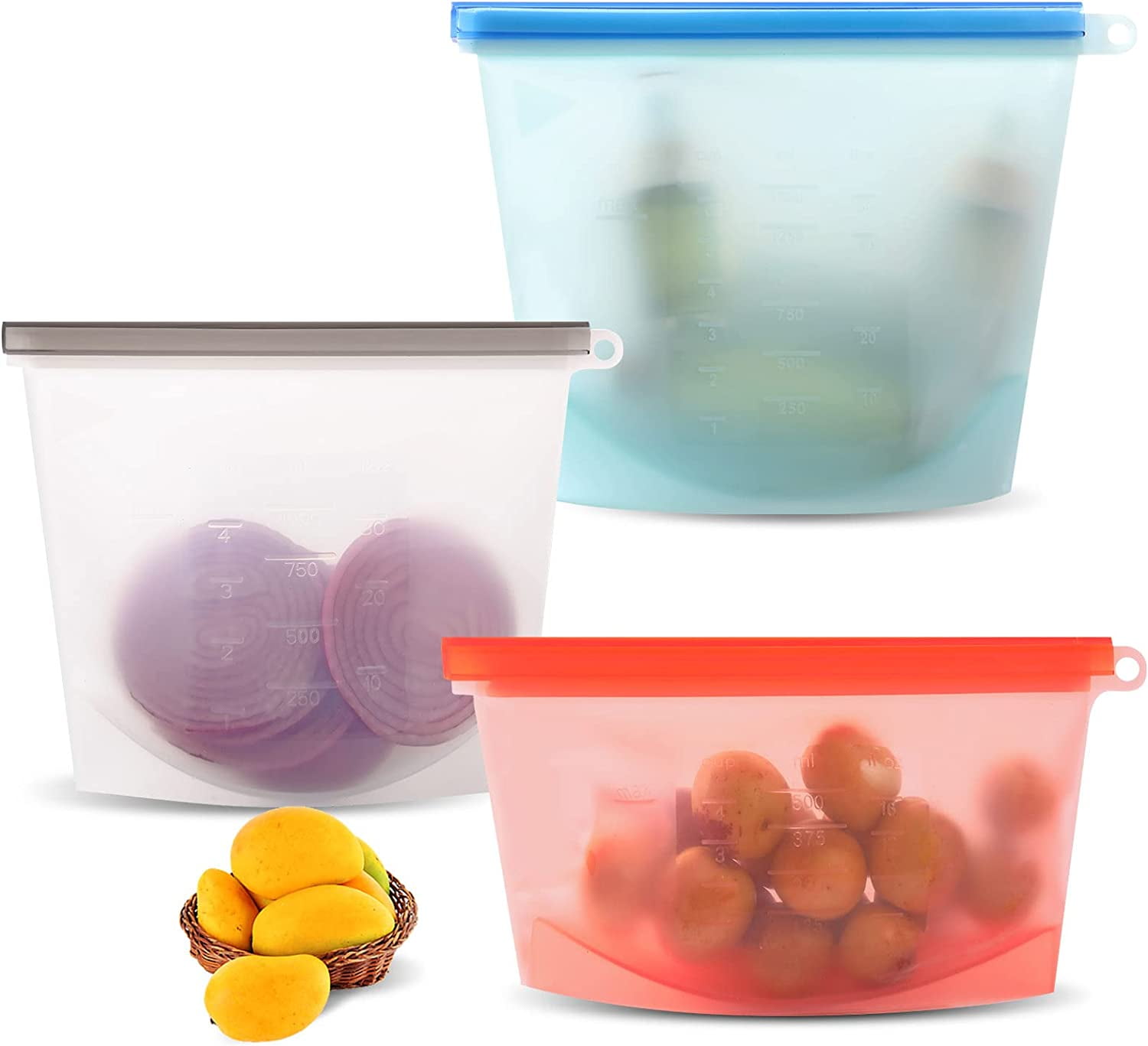 Reusable Silicone Bags for Food Storage, Reusable ziploc Bags,Food
