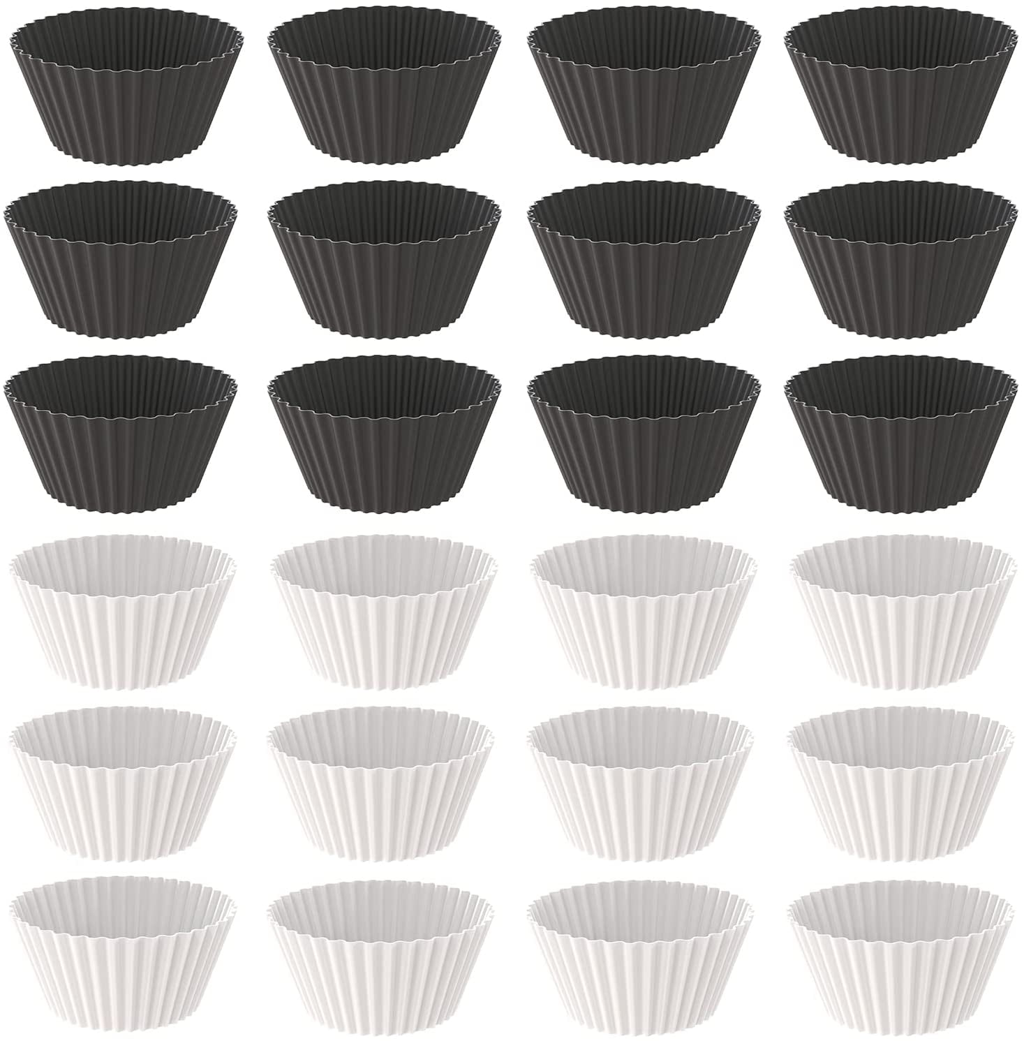 Reusable Silicone Baking Cups, Silicone Baking Molds, Matte Black and