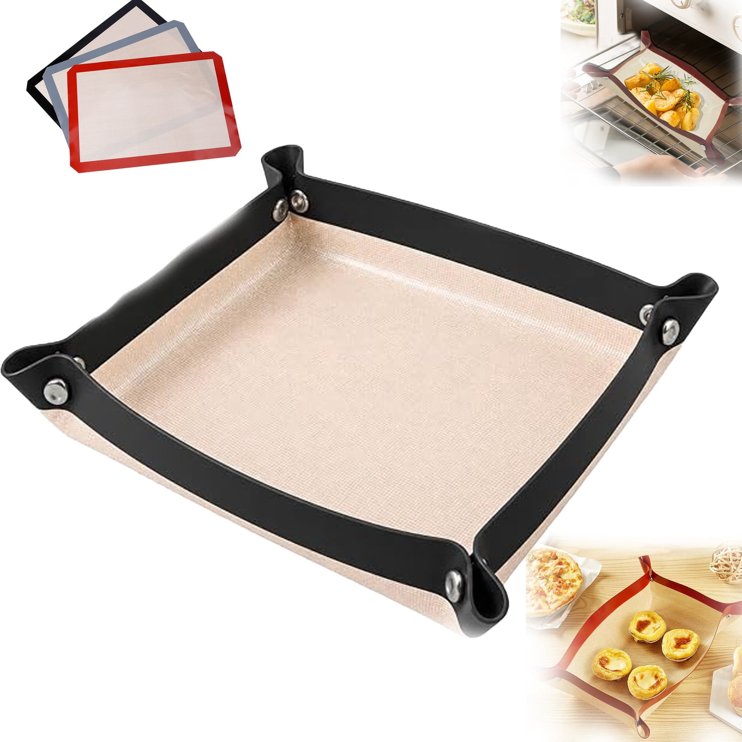 Reusable Silicone Baking Tray with Raised Sides Leakproof Nonstick Oven Pan for Cookies Pastries Desserts and Everyday Home Baking