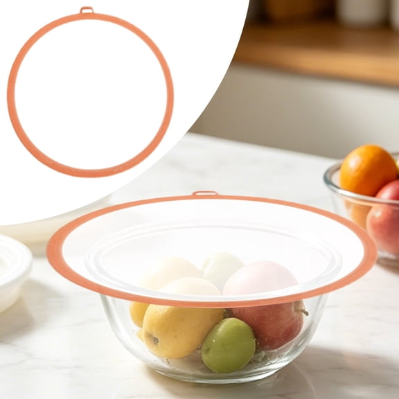 Reusable Silicone Bowl Lids - Stretchable Airtight Food Storage Covers for Round Containers, Mugs, and Jars - BPA Free Microwave and Freezer Safe (Orange, 1 Pack)