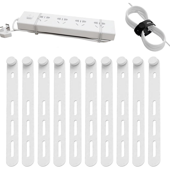 Reusable Silicone Cable Ties - Adjustable Cord Organizer for Earphone, Phone Charger, Computer Cords - Home, Office, Kitchen, School,10 PCS (#F)