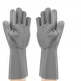 thumbnail image 1 of Reusable Silicone Cleaning Gloves with Brush Scrubbers for Kitchen, Bathroom, Car and Pet Hair Care (Gray), 1 of 2