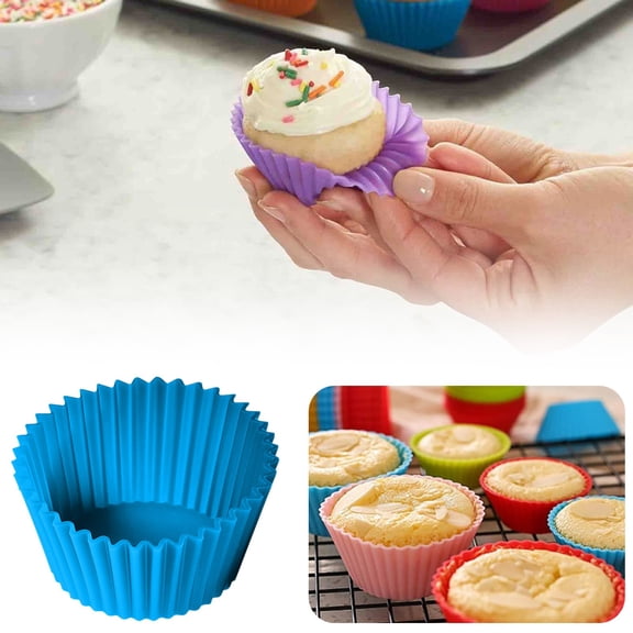 Reusable Silicone Cupcake Baking Cups, 2.75 Inch Non-Stick Liners, 6 Rainbow Colors for Boiling Eggs, Muffins, and Holiday Treats