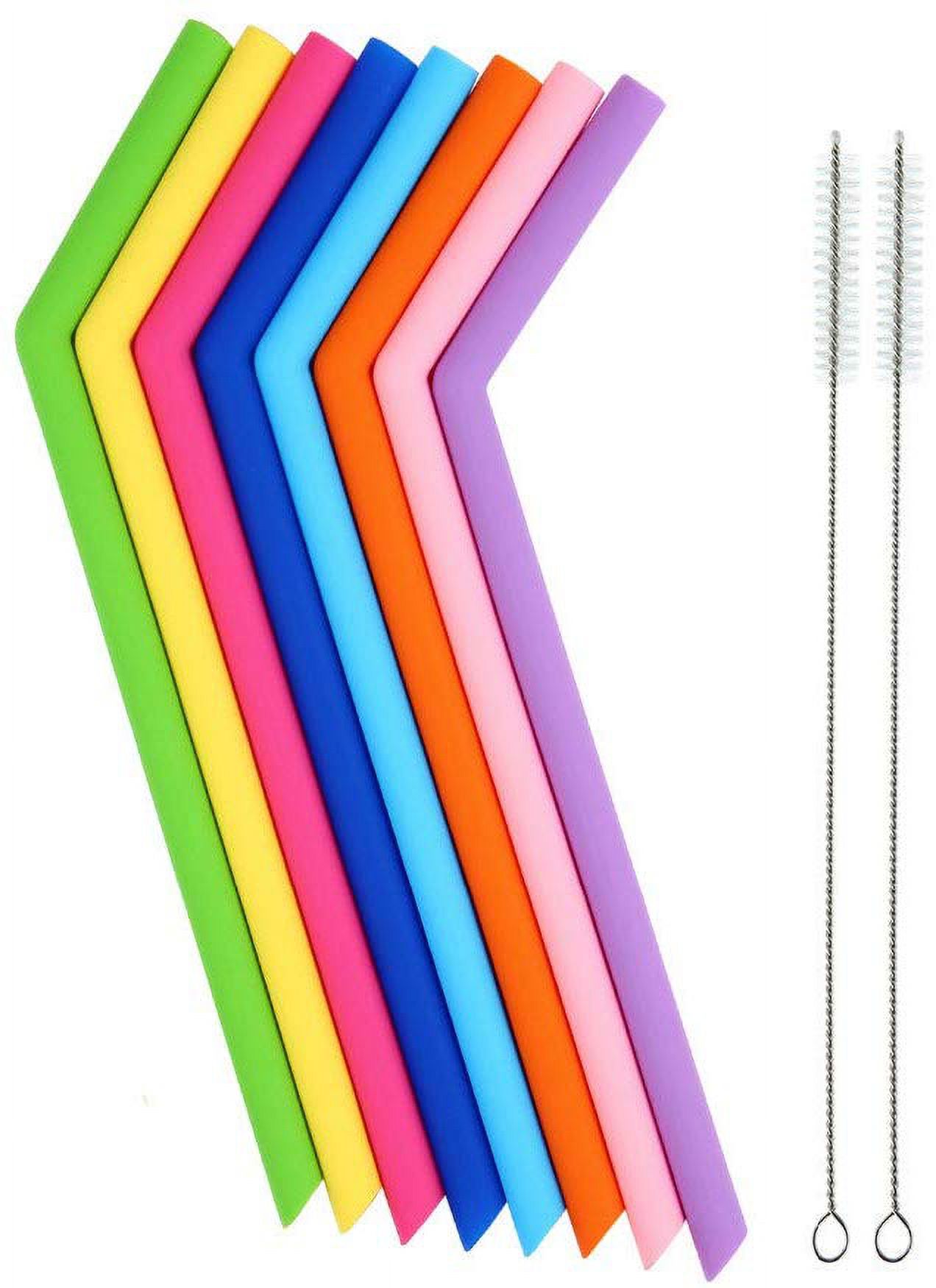 Reusable Silicone Drinking Straws, Extra Long Flexible Straws with Cleaning Brushes for 30 oz