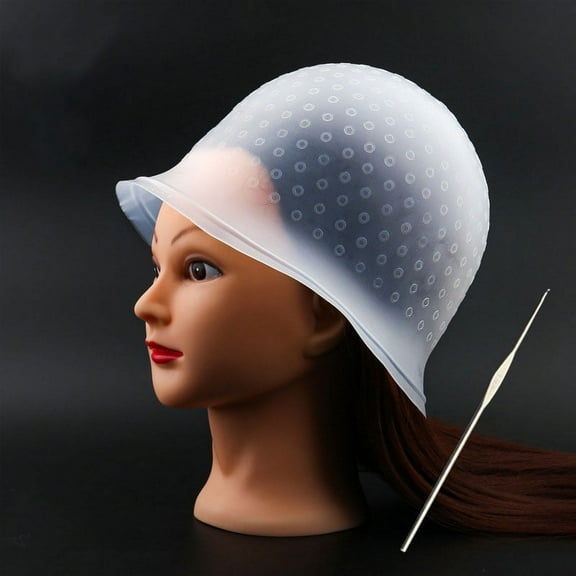 Reusable Silicone Dye Hat Cap For Hair Color Highlighting Hairdressing With Needle New