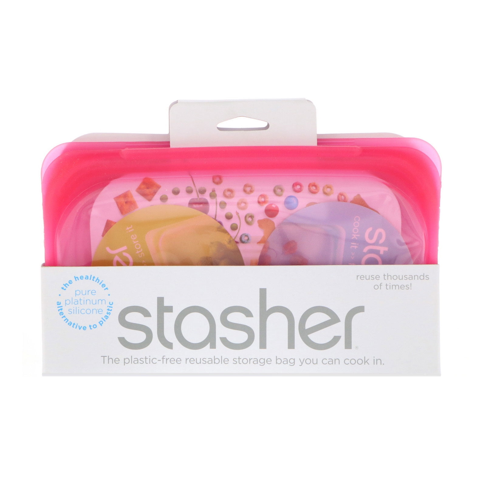 Reusable Silicone Food Bag, Snack Size Small, Raspberry, 9.9 fl oz (293.5 ml), Stasher