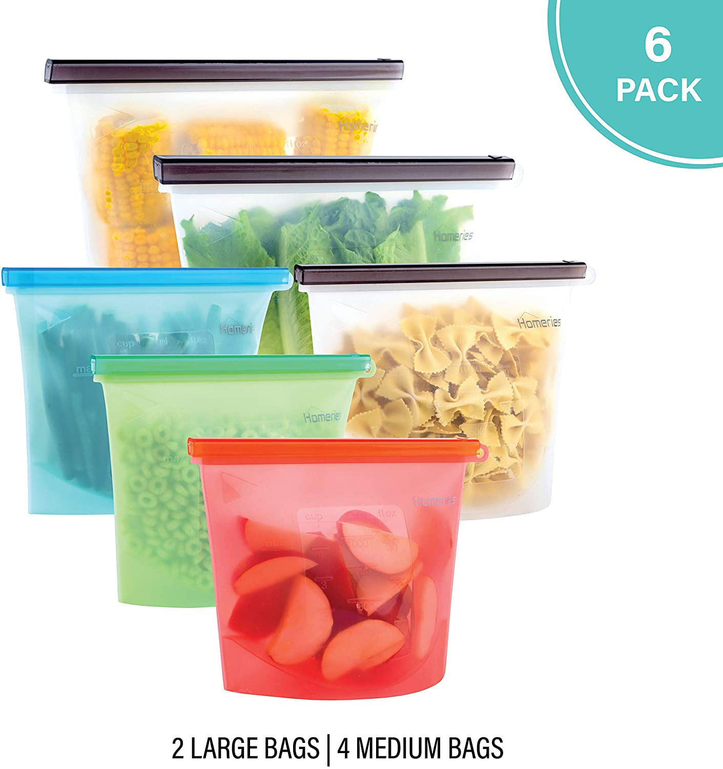 Ludlz Reusable Silicone Food Storage Bags, Sandwich Bags, Airtight Seal  Freezer Bags, Liquid, Snack, Lunch, Fruit, Fresh Produce Bags